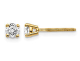1/3 Carat (ctw VS2-SI1, D-E-F) Lab Grown Diamond Solitaire Stud Earrings in 14K Yellow Gold with Screwbacks